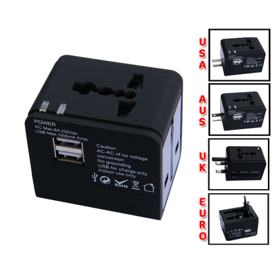 Ánh sáng phổ USB Sạc du lịch xách tay, 5V 1000mA / 2 giao diện USB