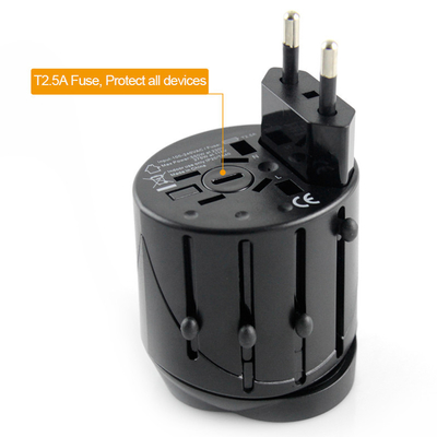 International Travel AC Power Adapter với cổng USB và Fuse bảo vệ