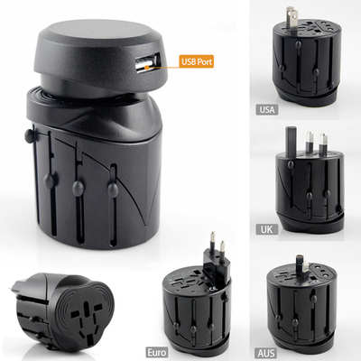 International Travel AC Power Adapter với cổng USB và Fuse bảo vệ