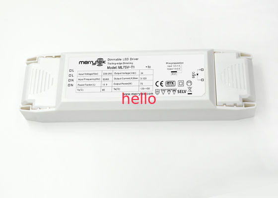 75 Watt liên tục áp Dimmable LED điều khiển 24V IP20 CE 30000h Thời gian Life