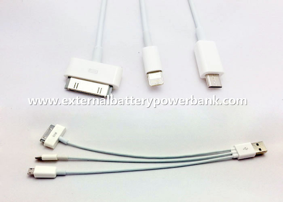 Trắng 3 trong 1 USB Vòng Sạc cáp với Micro / 4G / 8pin nối
